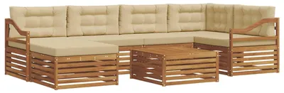 Produktbild von vidaXL Outdoor-Sofagarnitur mit Kissen 7 pcs Natur und Beige
