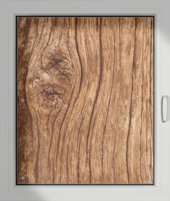 Produktbild von Wallario Lichtschutzbild, Dekorativer Sichtschutz Sonnenschutz 76 x 93 cm mit Motiv: Holzstamm mit Asteinschluss - Verdunklung ohne Bohren