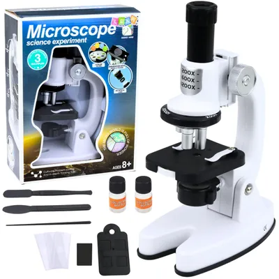 Productafbeelding van Educatieve microscoopset voor kinderen Zoom 1200x Accessoires Wit