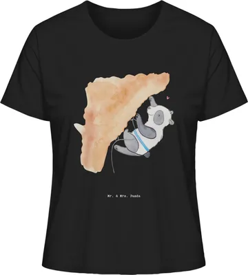 Produktbild von Mr. & Mrs. Panda Oberteil Damen Panda Klettern Größe S - Schwarz - Geschenk, Bouldern, Kletterhalle, Sommershirt, T-Shirt, Kurzarm, Klettersport, Basic