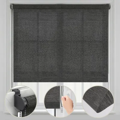 Produktbild von Fensterrollo 130x150cm Grau Thermorollo Klemmfix ohne Bohren Verdunklungsrollo Seitenzugrollo Sonnenschutz Sichtschutzrollo Papier-Polyester-Stoff