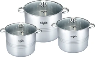 Image de 6 pcs. ustensiles de cuisine en acier inoxydable 18/10 à induction Set de casseroles avec couvercle Gastronomie