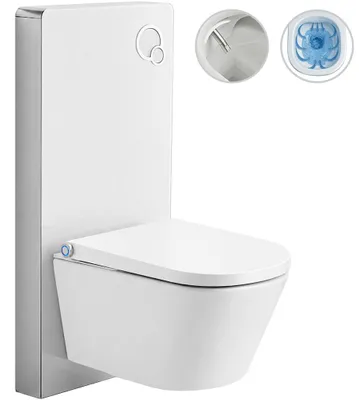 Immagine prodotto di Water WC sospeso con bidet Modul/Cronus Standard - bianco lucido / bianco opaco - pulsante WC integrato - modulo pneumatico - 59,3x38,4 cm