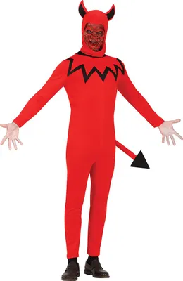 Immagine prodotto di Halloween Demone con cappuccio Costume Diavolo Cappuccio Rosso Coda Festa Tenebre, Taglia: 52 - 54 (L) Colore: Rosso