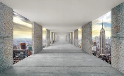 Produktbild von Vlies Fototapete New York 3D (254x184cm - 2 Bahnen) Moderne Tunnel grau Wohnzimmer Schlafzimmer Wandtapete Tapete UV-Beständig Montagefertig