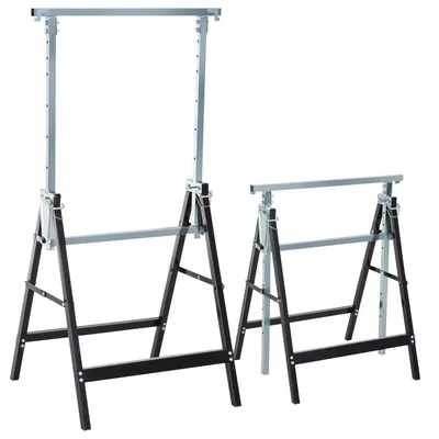 Image de HOMCOM Lot de 2 tréteaux pliables télescopiques hauteur réglable 80-130 cm noir