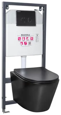 Zdjęcie produktu dla Zestaw podtynkowy KERRA WC Milos czarny z przyciskiem Pacific w kolorze czarnym