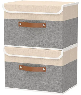 Produktbild von Aufbewahrungsboxen mit Deckel, 45 x 30 x 30 cm, faltbare Stoffboxen, Aufbewahrungskörbe, Organizer für Kleidung, Bücher, 2 Stück