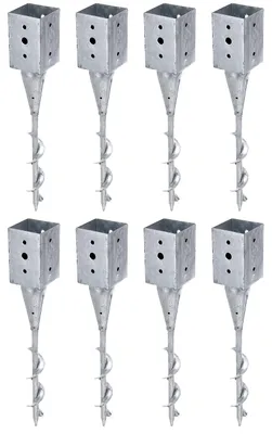 Zdjęcie produktu dla Alberts 8 x tuleja przykręcana do słupków z drewna kwadratowego, 91 x 91 mm, długość 595 mm, ocynkowana ogniowo, do osadzenia w betonie