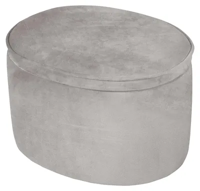 Kinderhocker oval mit Stauraum, Samt, grau, 27x42x33 cm