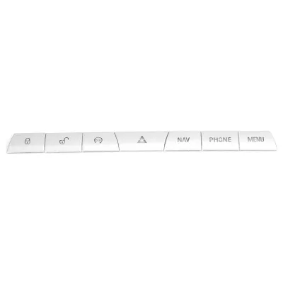 Imagen del producto de Juego de 7 cubiertas para los botones del panel multimedia, fabricadas en aleación de aluminio plateado, compatibles con Jaguar XF de 2012 a 2015