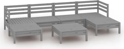 Produktbild von 7-tlg. Garten-Lounge-Set Grau Massivholz Kiefer