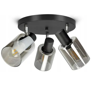 Produktbild von FKL DESIGN Home Deco Deckenlampe Deckenleuchte Schwarz 3-flammig E27 Glas Lampenshirm Lampe aus Serie N535 (DRP3)
