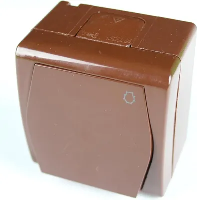 Produktbild von Aufputz Taster Lichtschalter Schalter IP44, einfach, Farbe braun, 10 A HERMES2