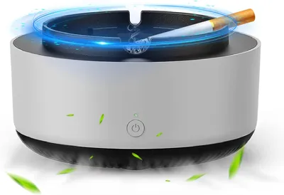Produktbild von Rauchfreier Aschenbecher mit Luftreiniger 2-in-1, multifunktional, für Zigaretten, Home, Auto & Büro, Grau