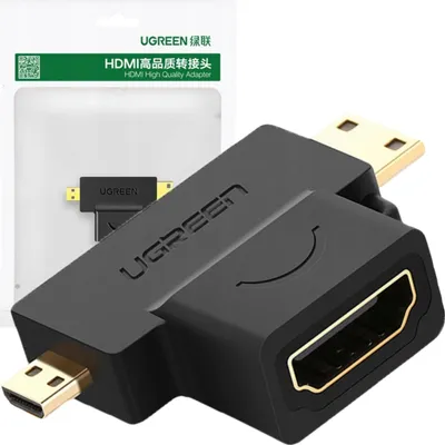Image de Ugreen Adaptateur de Hdmi Type A (Femelle) vers Mini Hdmi (Mâle) / Micro Hdmi (Mâle) Noir (20144)