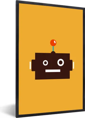 Produktbild von MuchoWow® MuchoWow® Gerahmtes Poster Roboter - Gesicht - Antenne - Gelb - Jungen - Kind 40x60 cm - Poster mit zchwarzem Bilderrahmen - Papierdruck - Wandbilder