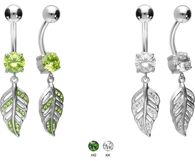 Produktbild von Bauchnabelpiercing Chirurgenstahl Bananabell KRISTALLBLATT