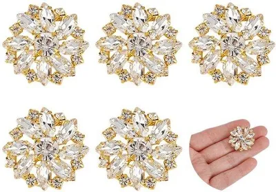 Produktbild von Blumenformige Lichtgoldschmuckknöpfe - Lichtgoldschmiedeeisen - 27,5mm Durchmesser