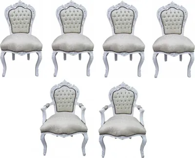 Produktbild von Casa Padrino Barock Esszimmer Set 4 Stühle + 2 Stühle mit Armlehnen - Möbel Antik Stil
