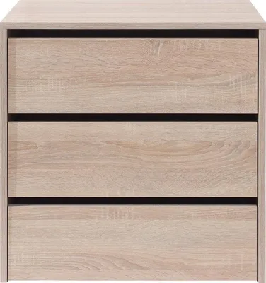 Produktbild von Masseno Kommode MIRA 50 cm Sideboard mit 3 Schubladen und  Türen für Wohnzimmer Schlafzimmer Modern 50x45x60 cm Sonoma Eiche / Sonoma Eiche