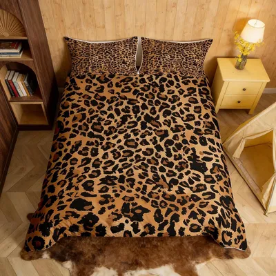 Imagen del producto de Juego de funda de edredón con estampado de pantera, 200 x 200 cm, e incluye 2 fundas de almohada