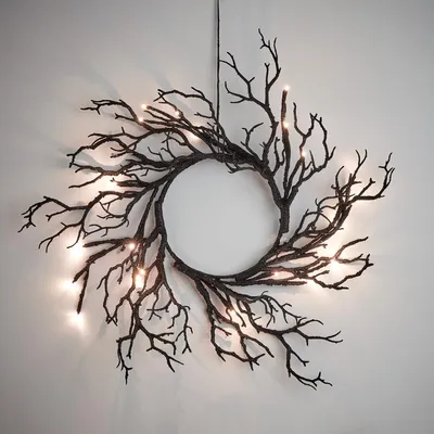 Productafbeelding van 40 cm LED Halloween krans, verlichte kunstplant, decoratie voor binnen, Halloween krans voor de deur