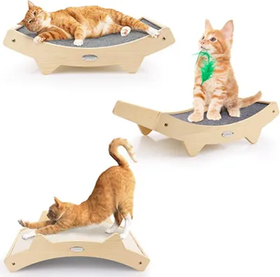 Produktbild von Katzen Kratzbrett Gewebter Sisal Teppich Stoff Doppelseitig Haltbarer Katzen Kratzmatte, Holzstruktur Kitty Kratz Pads Katzenliege