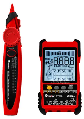 Obrázok produktu pre ET618 Ručný tester sieťových káblov s LCD displejom, test POE, meranie dĺžky kábla a vyhľadávanie kábla, nastaviteľná citlivosť, multifunkčný