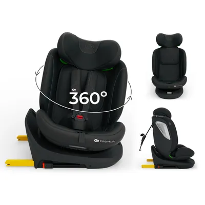 Obrázok produktu pre Kinderkraft I-GROW 2 PLUS, detská autosedačka 0–36 kg, I-SIZE 40–150 cm, otočná o 360 stupňov, detská autosedačka s upevnením Isofix, pre inštaláciu v smere jazdy aj proti smeru jazdy, čierna