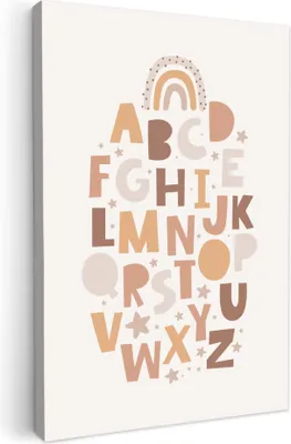Produktbild von MuchoWow® - Leinwandbilder - Pädagogisch - Alphabet lernen - Regenbogen - Pastell - Buchstaben, Wandbild, Wanddeko Bilder Wohnzimmer, 80x120 cm