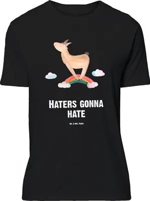 Produktbild von Mr. & Mrs. Panda Größe XL T-Shirt Lama Regenbogen - Schwarz - Geschenk, mit Spruch, Selbstständig, Freiheit, Shirt, Lamas, Tshirt, Hobby