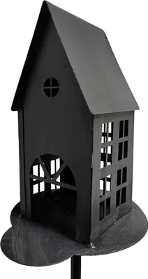 Produktbild von Metall Garten Stecker HAUS in grau - ca. 75 cm - Deko Kerzen Halter Ständer