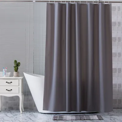 Produktbild von Duschvorhang 180x180 cm, Anti Schimmel, Badvorhaenge Wasserdichte PEVA-Badezimmervorhaenge Anti-Falten-Duschvorhang mit 12 duschvorhang Ringe aus Metall, Grau