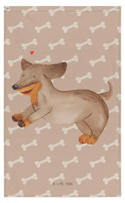 Produktbild von Mr. & Mrs. Panda Gobelin Hund Dackel - Hundeglück - Geschenk, Tapestry, Herz, Dachshund, Wandteppich, Stoff Wandbild, Süß, Sprüche, Boho