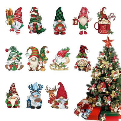 Produktbild von Set mit 24 Holz-Weihnachtsdekorationen für den Weihnachtsbaum