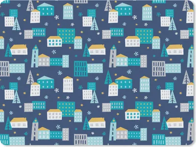 Produktbild von MuchoWow® Mauspad Mousepad Winter - Stadt - Nacht - Muster 23x19 cm - Mousepads - Maus Mat - Pad - Mausunterlage - Schreibtischunterlage - Mauspad