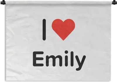 Produktbild von MuchoWow® Wandteppich Wandbehang Ich liebe - Emily - Mädchen 90x67.5 cm Tapisserie Dekoration Wandtuch - Fototeppich - Wand-Skulpturen