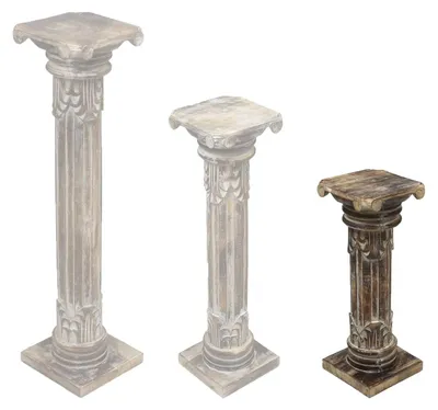 Produktbild von Säule Antike Blumensäule Dekosäule Ständer Sockel Podest Blumenständer Holz in vielen verschiedenen Designs , Säulen Variante Antik:Braunwash 60 cm