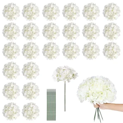 Immagine prodotto di Set di 24 ortensie artificiali bianche per decorazione