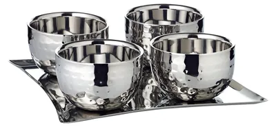 Dessertschalen-Set Madeleine, doppelwandig, 4 Schalen + Tablett