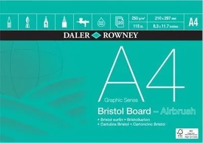 Produktbild von Daler-Rowney A4 Bristolkarton Block, 250 g/m², 20 Blatt