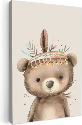 Produktbild von Wanddeko 60x90 cm - Kinder Bohemian - Bär - Boho, Wandbilder, Wanddeko Wohnzimmer, Bild