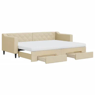 Obrázok produktu pre vidaXL Rozkladacia posteľ so zásuvkami krémová 80x200 cm Látka