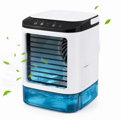 Produktbild von Tragbare Mini Lüfter 3-in-1, Ventilator Luftbefeuchter mit Doppelnebelsystem, Wassertank, Eis-Kühlung, Camping Reise Zuhause