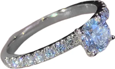 Produktbild von Damen-Ring, rund, mit Strasssteinen, Schmuck, modisches Aussehen, galvanisierter Fingerring für Hochzeit-Silber,US 11