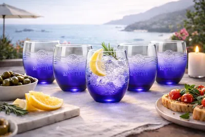 Produktbild von Acqua Morelli Glas 6er-Set – Blaue Designgläser, nicht geeicht