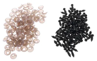 Puppennasen 100 Stück, Kunststoff, schwarz, 5 mm, mit Unterlegscheibe