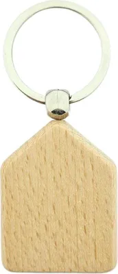 Produktbild von CombiCraft Schlüsselanhänger aus Holz Haus 45x35 mm - pro 50 Stück - Ohne Aufdruck