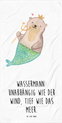Produktbild von Mr. & Mrs. Panda Strandtuch Wassermann Astrologie - Weiß - Geschenk, Duschhandtuch, Handtuch, Duschtuch, Reisehandtuch, Sternzeichen, Badehandtuch, Geburtstagsgeschenk